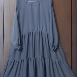 Stylish frilled georgette grey abaya